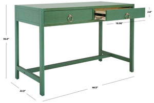Safavieh Esther Modern 2-Drawer Desk - Spacious Work Surface & Elegant Design For Home Office Or Study Nook Turquoise DSK9200C
