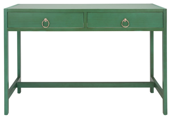 Safavieh Esther Modern 2-Drawer Desk - Spacious Work Surface & Elegant Design For Home Office Or Study Nook Turquoise DSK9200C