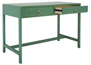 Safavieh Esther Modern 2-Drawer Desk - Spacious Work Surface & Elegant Design For Home Office Or Study Nook Turquoise DSK9200C