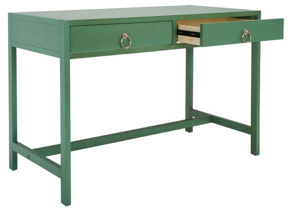Safavieh Esther Modern 2-Drawer Desk - Spacious Work Surface & Elegant Design For Home Office Or Study Nook Turquoise DSK9200C