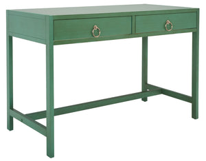 Safavieh Esther Modern 2-Drawer Desk - Spacious Work Surface & Elegant Design For Home Office Or Study Nook Turquoise DSK9200C