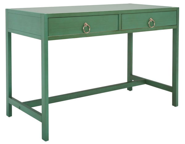 Safavieh Esther Modern 2-Drawer Desk - Spacious Work Surface & Elegant Design For Home Office Or Study Nook Turquoise DSK9200C