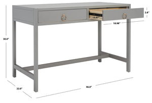 Safavieh Esther Modern 2-Drawer Desk - Spacious Work Surface & Elegant Design For Home Office Or Study Nook Grey DSK9200D