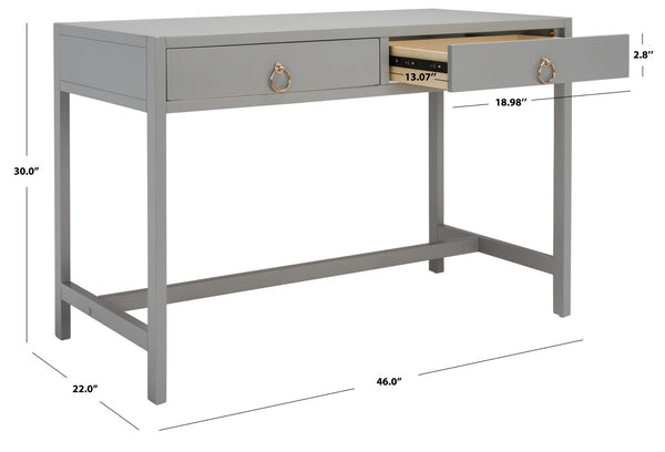 Safavieh Esther Modern 2-Drawer Desk - Spacious Work Surface & Elegant Design For Home Office Or Study Nook Grey DSK9200D