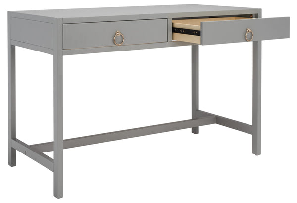 Safavieh Esther Modern 2-Drawer Desk - Spacious Work Surface & Elegant Design For Home Office Or Study Nook Grey DSK9200D