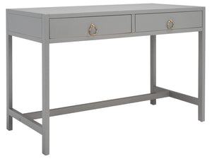 Safavieh Esther Modern 2-Drawer Desk - Spacious Work Surface & Elegant Design For Home Office Or Study Nook Grey DSK9200D