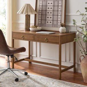 Safavieh Esther Two Drawer Writing Desk with Walnut Finish for Modern Home Office Use Walnut DSK9200E