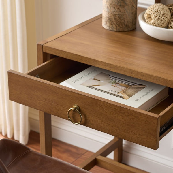 Safavieh Esther Two Drawer Writing Desk with Walnut Finish for Modern Home Office Use Walnut DSK9200E