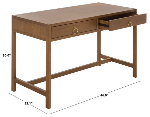 Safavieh Esther Two Drawer Writing Desk with Walnut Finish for Modern Home Office Use Walnut DSK9200E