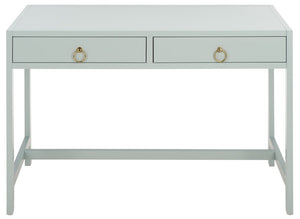 Safavieh Esther Two Drawer Writing Desk with Walnut Finish for Modern Home Office Use Light Blue DSK9200F