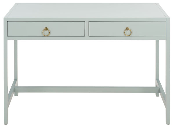 Safavieh Esther Two Drawer Writing Desk with Walnut Finish for Modern Home Office Use Light Blue DSK9200F