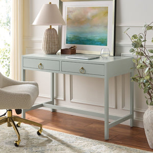 Safavieh Esther Two Drawer Writing Desk with Walnut Finish for Modern Home Office Use Light Blue DSK9200F