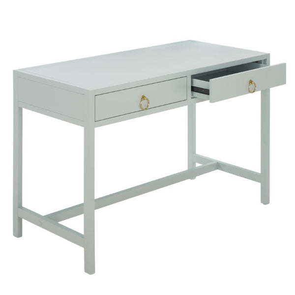 Safavieh Esther Two Drawer Writing Desk with Walnut Finish for Modern Home Office Use Light Blue DSK9200F