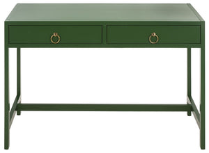 Safavieh Esther Two Drawer Writing Desk with Walnut Finish for Modern Home Office Use Green DSK9200G
