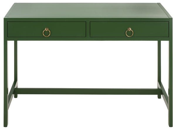 Safavieh Esther Two Drawer Writing Desk with Walnut Finish for Modern Home Office Use Green DSK9200G