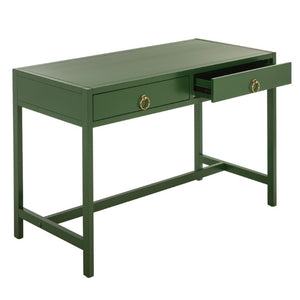 Safavieh Esther Two Drawer Writing Desk with Walnut Finish for Modern Home Office Use Green DSK9200G