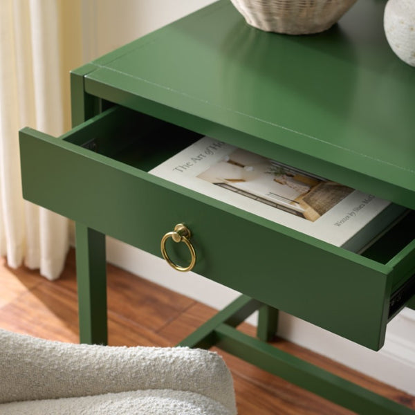 Safavieh Esther Two Drawer Writing Desk with Walnut Finish for Modern Home Office Use Green DSK9200G