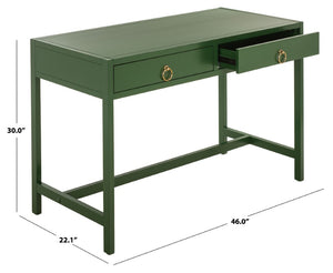 Safavieh Esther Two Drawer Writing Desk with Walnut Finish for Modern Home Office Use Green DSK9200G