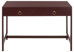 Safavieh Esther Two Drawer Writing Desk with Walnut Finish for Modern Home Office Use Burgundy DSK9200H