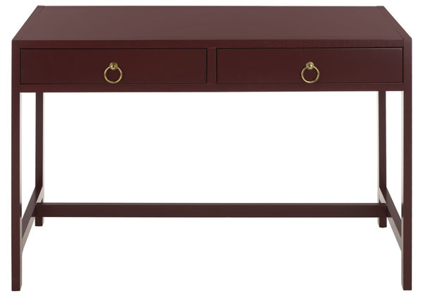 Safavieh Esther Two Drawer Writing Desk with Walnut Finish for Modern Home Office Use Burgundy DSK9200H