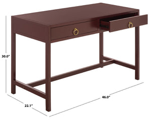 Safavieh Esther Two Drawer Writing Desk with Walnut Finish for Modern Home Office Use Burgundy DSK9200H