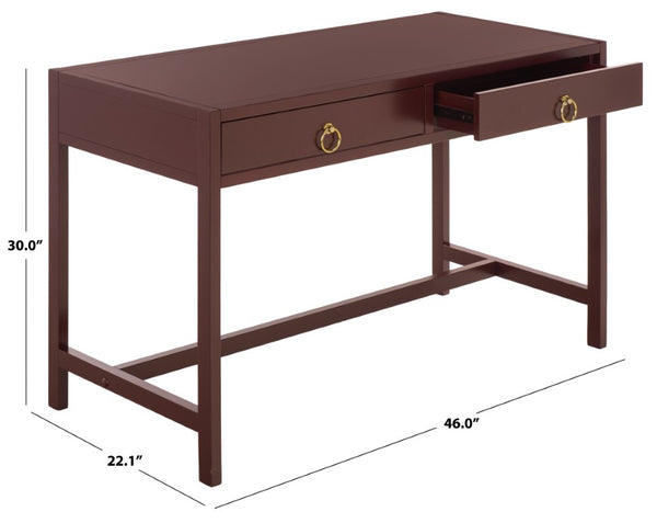 Safavieh Esther Two Drawer Writing Desk with Walnut Finish for Modern Home Office Use Burgundy DSK9200H