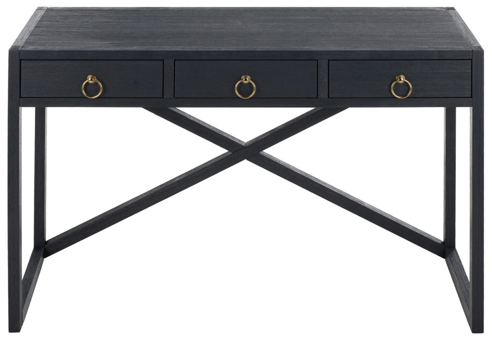 Safavieh Sadie 3 Drawer Writing Desk Bold Navy Finish for Home Office or Study Nook Navy DSK9201A