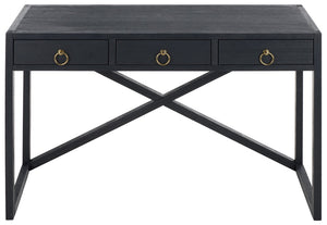 Safavieh Sadie 3 Drawer Writing Desk Bold Navy Finish for Home Office or Study Nook Navy DSK9201A