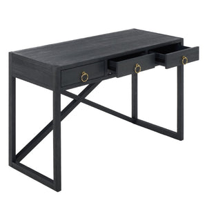Safavieh Sadie 3 Drawer Writing Desk Bold Navy Finish for Home Office or Study Nook Navy DSK9201A