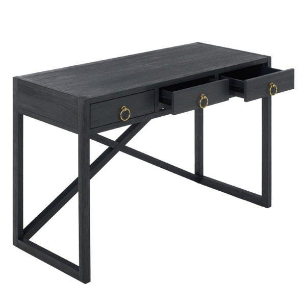Safavieh Sadie 3 Drawer Writing Desk Bold Navy Finish for Home Office or Study Nook Navy DSK9201A