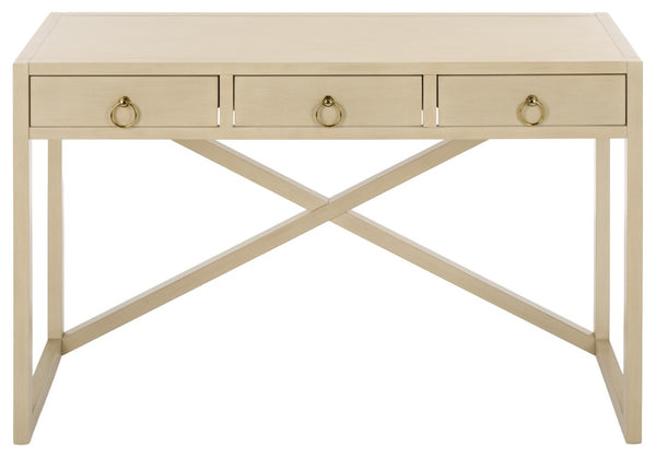 Safavieh Sadie 3 Drawer Writing Desk Bold Navy Finish for Home Office or Study Nook Antique White DSK9201B