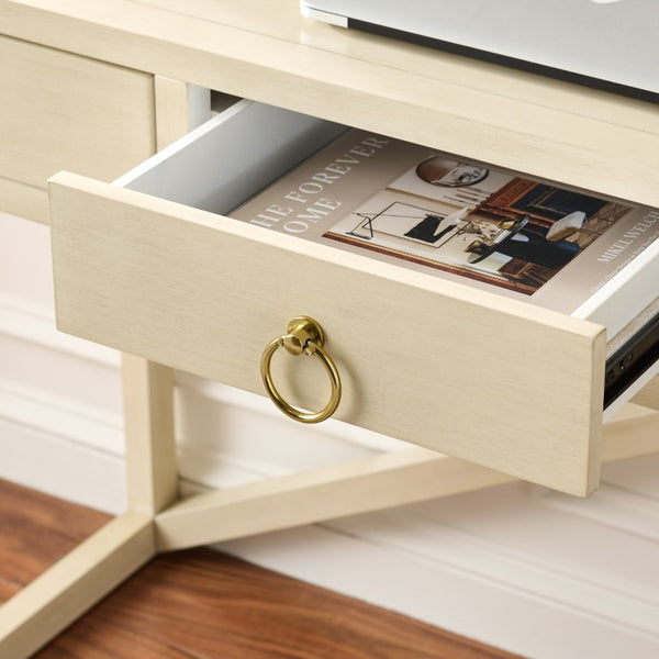 Safavieh Sadie 3 Drawer Writing Desk Bold Navy Finish for Home Office or Study Nook Antique White DSK9201B