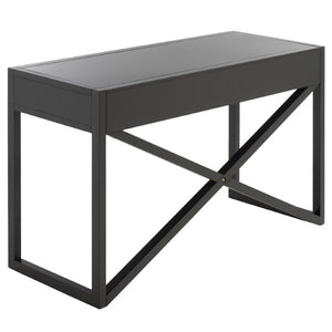 Safavieh Sadie 3 Drawer Writing Desk Bold Navy Finish for Home Office or Study Nook Black DSK9201C