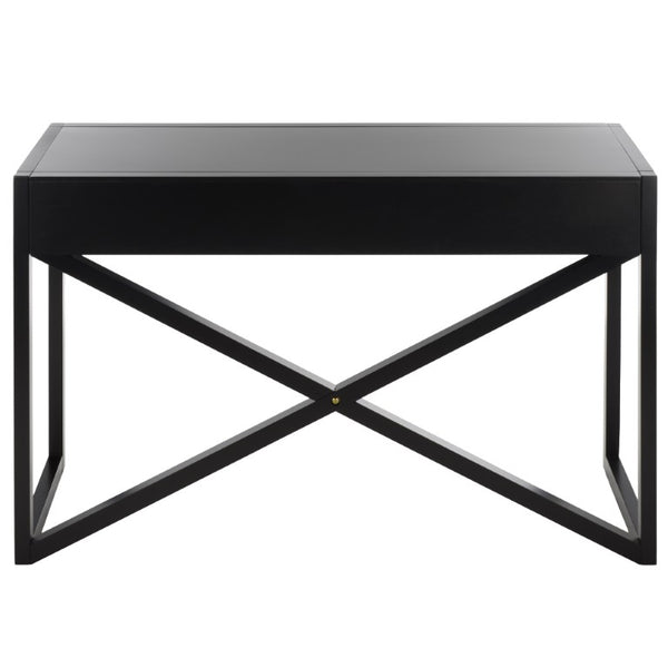 Safavieh Sadie 3 Drawer Writing Desk Bold Navy Finish for Home Office or Study Nook Black DSK9201C