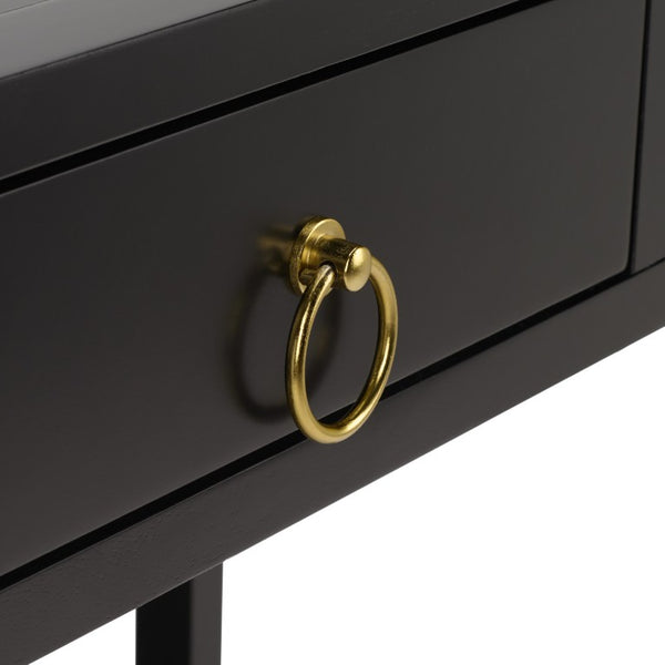 Safavieh Sadie 3 Drawer Writing Desk Bold Navy Finish for Home Office or Study Nook Black DSK9201C