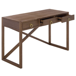 Safavieh Sadie 3 Drawer Writing Desk Bold Navy Finish for Home Office or Study Nook Chocolate DSK9201D