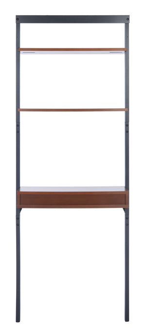 Safavieh Pamella Leaning Desk With Two Open Shelves – Stylish, Space-Saving Solution For Small Rooms Honey Brown / Charcoal DSK9400A