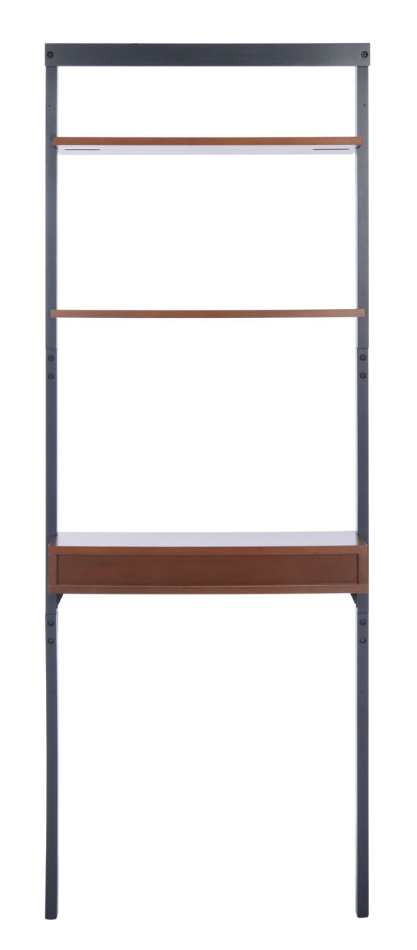 Safavieh Pamella Leaning Desk With Two Open Shelves – Stylish, Space-Saving Solution For Small Rooms Honey Brown / Charcoal DSK9400A