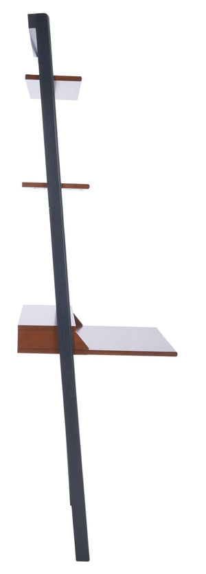 Safavieh Pamella Leaning Desk With Two Open Shelves – Stylish, Space-Saving Solution For Small Rooms Honey Brown / Charcoal DSK9400A