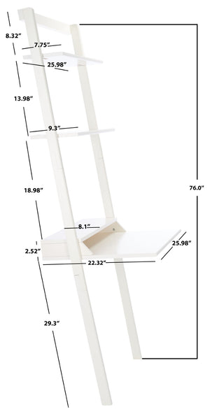 Safavieh Pamella Leaning Desk With Two Open Shelves – Stylish, Space-Saving Solution For Small Rooms White DSK9400B