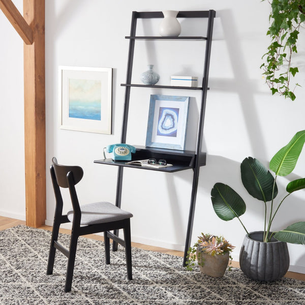 Safavieh Pamella Leaning Desk With Two Open Shelves – Stylish, Space-Saving Solution For Small Rooms Black DSK9400D