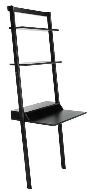 Safavieh Pamella Leaning Desk With Two Open Shelves – Stylish, Space-Saving Solution For Small Rooms Black DSK9400D