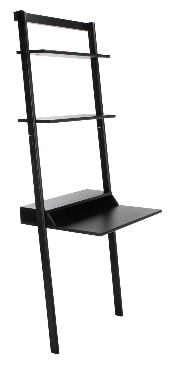 Safavieh Pamella Leaning Desk With Two Open Shelves – Stylish, Space-Saving Solution For Small Rooms Black DSK9400D