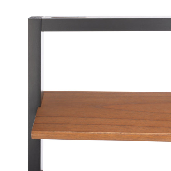 Safavieh Kamy Industrial Farmhouse Leaning Desk With Open Shelves For Stylish Compact Workspaces & Storage Natural / Charcoal DSK9401A
