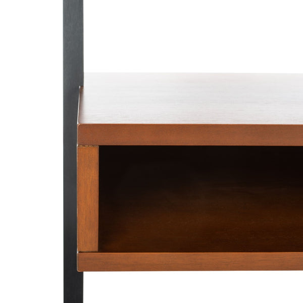Safavieh Kamy Industrial Farmhouse Leaning Desk With Open Shelves For Stylish Compact Workspaces & Storage Honey Brown / Charcoal DSK9401C