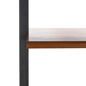 Safavieh Kamy Industrial Farmhouse Leaning Desk With Open Shelves For Stylish Compact Workspaces & Storage Honey Brown / Charcoal DSK9401C