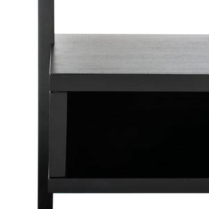 Safavieh Kamy Industrial Farmhouse Leaning Desk With Open Shelves For Stylish Compact Workspaces & Storage Black DSK9401D