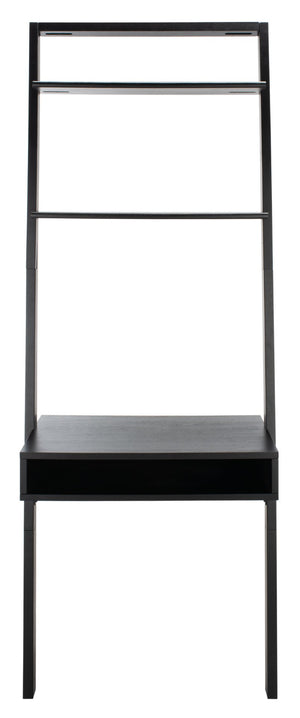 Safavieh Kamy Industrial Farmhouse Leaning Desk With Open Shelves For Stylish Compact Workspaces & Storage Black DSK9401D