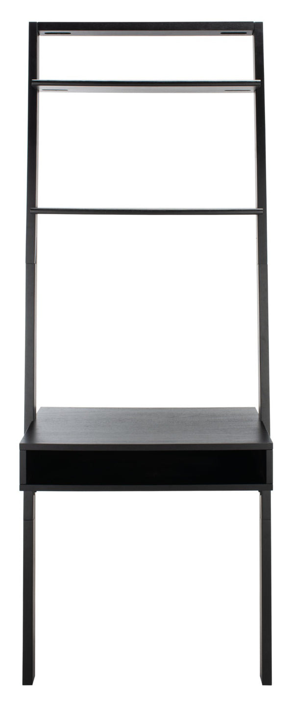 Safavieh Kamy Industrial Farmhouse Leaning Desk With Open Shelves For Stylish Compact Workspaces & Storage Black DSK9401D