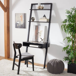 Safavieh Kamy Industrial Farmhouse Leaning Desk With Open Shelves For Stylish Compact Workspaces & Storage Black DSK9401D